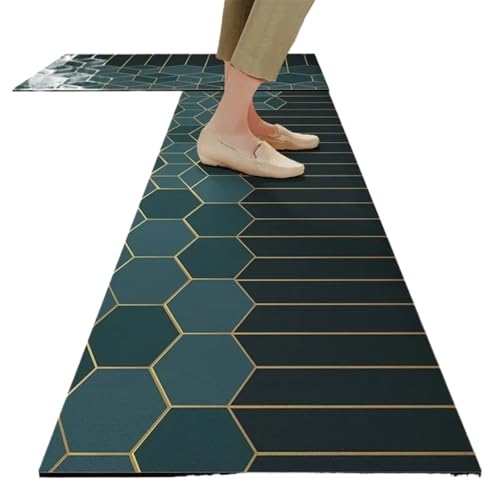 BOJHGO Einfache Stil Kieselgur Eingang Küche Badezimmer Home Decor wasserdichte Anti-Rutsch-Matte Teppichmatten(Blue,45X120CM) von BOJHGO