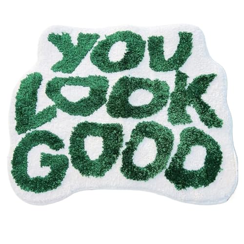 BOJHGO Getufteter „You Look Good“-Teppich, individueller handgefertigter Teppich, getufteter Teppich, Wohnzimmerteppich, Teppich for lustiges Schlafzimmer(Tufted material-01,60x80cm) von BOJHGO
