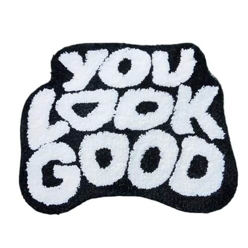 BOJHGO Getufteter „You Look Good“-Teppich, individueller handgefertigter Teppich, getufteter Teppich, Wohnzimmerteppich, Teppich for lustiges Schlafzimmer(Tufted material-02,60x80cm) von BOJHGO