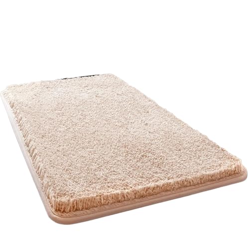 BOJHGO Hochhaar-Badematten, saugfähige Badezimmermatte, Toilettentür, rutschfeste Fußpolster, Badezimmer-Wanne, Duschmatte, Bodenteppiche, Eingangsdekoration(Bath mat-Begin,50x80cm) von BOJHGO