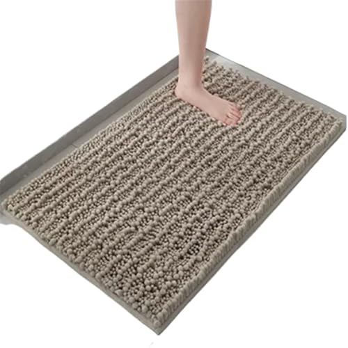 BOJHGO Mikrofaser-Badematte, Starke Rutschfestigkeit und Wasseraufnahme, weicher Plüsch-Heimteppich for den Haushalt(Beige 43cmX61cm) von BOJHGO