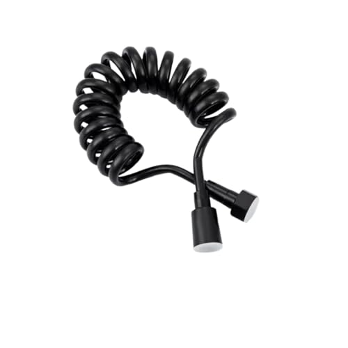 Flexible Frühling Dusche Schlauch For Wasser Wc Bidet Sprayer Pistole Telefon Linie Sanitär Badezimmer Zubehör Düsen für Badarmaturen(Black,5.0M) von BOJHGO