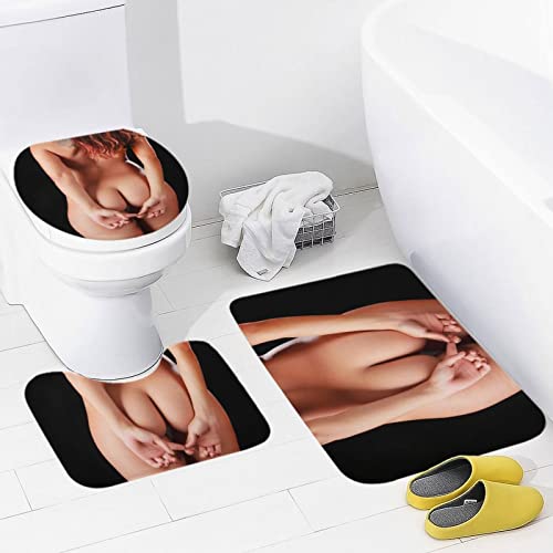 BOJTAN 3 Teilig Badematte Set Sexy nackter Arsch 3D Badematten Set rutschfest, Badezimmerteppich,U-förmiger WC-Vorleger,WC-Deckelbezug für Dusche und Toilette Badezimmerdekoration von BOJTAN