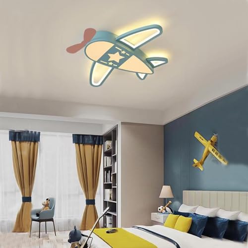 BOKALAKA Aeroplane Deckenleuchte,CartoonDeckenlampe Led,91W Children's Deckenlampe Wohnzimmer,Three colors Deckenlampe Schlafzimmer,Deckenleuchte schlafzimmer, Ceiling Lightm,Boy's lampe schlafzimmer von BOKALAKA