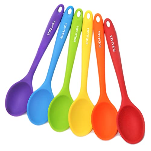 Silikonlöffel, 6 Stück antihaftbeschichtete Silikonlöffel zum Kochen Silikon-Rührlöffel, Silikon-Kochlöffel-Set, Backen, Rühren, Mischen, Servierwerkzeuge (gelb, rot, lila, orange, blau, grün) Silikonlöffel, 6 Stück antihaftbeschichtete Silikonlöffel zum Kochen Silikon-Rührlöffel, Silikon-Kochlöffel-Set, Backen, Rühren, Mischen, Servierwerkzeuge (gelb, rot, lila, orange, blau, grün) von BOKALAKA