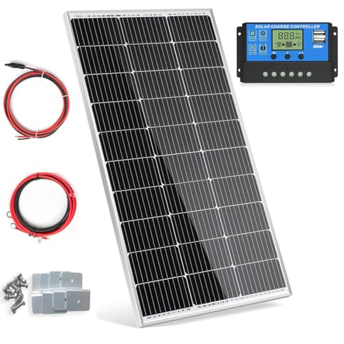 100W Solarpanel 12V Monokristallines Solarpanel-Kit 100 Watt Solarmodul mit 20 A Laderegler für netzunabhängige 12 Volt Energieladung für Wohnmobil, Boot, Wohnwagen, Haushalt 100W Solarpanel 12V Monokristallines Solarpanel-Kit 100 Watt Solarmodul mit 20 A Laderegler für netzunabhängige 12 Volt Energieladung für Wohnmobil, Boot, Wohnwagen, Haushalt von BOKENTIO