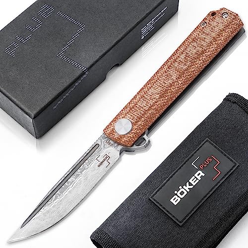 BÖKER PLUS® Cataclyst Flipjoint Damast Taschenmesser - hochwertiges Damaszener Klappmesser mit Clip & Flipper - klappbares EDC Gentleman Folder Messer 42a konform von BÖKER PLUS