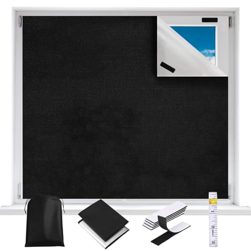 Verdunklungsrollo ohne Bohren 100x145cm, Fenster Verdunkelung Dachfenster Rollo mit Thermobeschichtung Tragbare Sonnenschutz Fenster Innen Verdunklungsfolie für Fenster & Tür (1x1.45M) von BOKFJBP