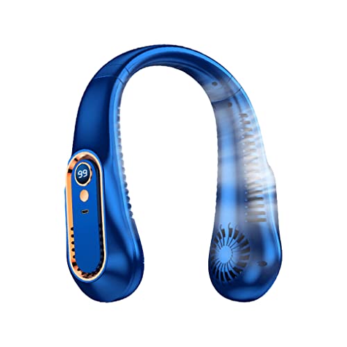 BOKIOESDE ABS Ventilator, Sommer Ersatz, Halsaufhängung, Leistungsanzeige, Geräuschreduzierung, leiser Lauf, Kühlventilatoren, Kühler, Geburtstagsgeschenk, Blau, 1200 mAh von BOKIOESDE