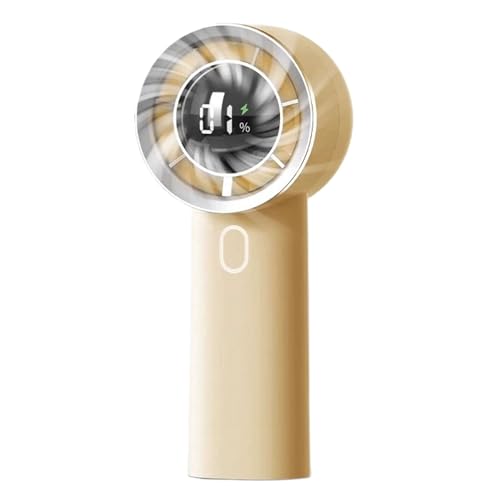 BOKIOESDE Digitalanzeige Handventilator mit geringem Geräuschpegel und starker Windkraft arbeitet leise. Kühlender Desktop, wiederaufladbar über USB, gelb 130 von BOKIOESDE