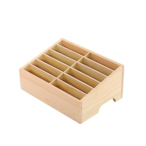 BOKIOESDE Klare Textur, leichte und praktische Handy Aufbewahrungsbox aus Holz, einfach zu transportierende Organizer Zellen, 24 große Kapazität, 12 Quadrate von BOKIOESDE