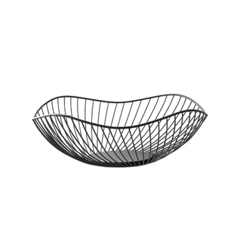 BOKIOESDE Obstkorb aus Metall, multifunktional, exquisites Aussehen, Obstkörbe aus Metall, Obstschale aus Metall, hergestellt aus offenem Metalldraht, schwarz Schräg klein von BOKIOESDE