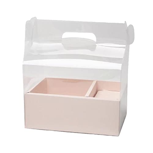BOKIOESDE PVC Geschenkbox Candy Cake Transparente Tasche mit Griff Tragbare Blumenboxen Party Favor Supply for Proposal Ceremony, Rosa von BOKIOESDE