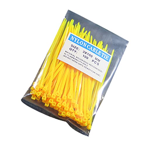 BOKIOESDE Packung mit 100 Nylon Kabelbindern, selbstsichernde, strapazierfähige Befestigungsringe, einfarbige Kabelbinder, Gelb von BOKIOESDE