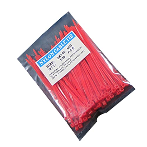 BOKIOESDE Packung mit 100 Nylon Kabelbindern, selbstsichernde, strapazierfähige Befestigungsringe, einfarbige Kabelbinder, Rot von BOKIOESDE