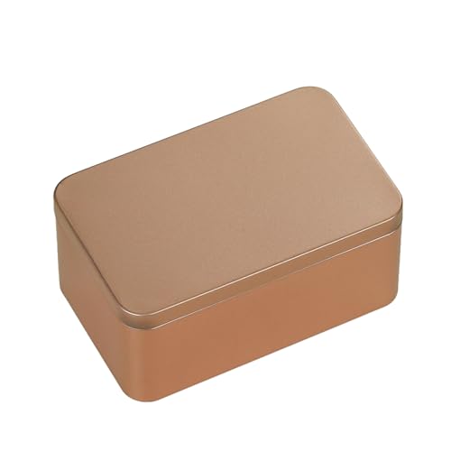 BOKIOESDE Robuste und langlebige quadratische Teebox aus verzinntem Eisen. Kompakte und tragbare Leere rechteckige Metalldosen, Gold von BOKIOESDE