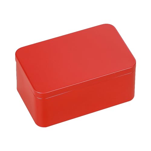 BOKIOESDE Robuste und langlebige quadratische Teebox aus verzinntem Eisen. Kompakte und tragbare leere rechteckige Metalldosen, Rot von BOKIOESDE