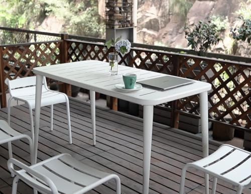 BOKKOLIK Moderner Gartentisch, Metall, 120 x 60 x 76 cm, für 4-6 Personen, Innen- und Außenbereich von BOKKOLIK