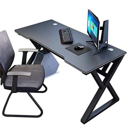 BOKNI Gaming-Tisch mit Kohlefaser-Oberfläche, großer Computertisch, Desktop-Gamer-Schreibtische aus schwarzer Kohlefaser, Kabelmanagement, Spiele-Computertisch für das Heimbüro, L 140 cm von BOKNI
