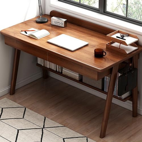 BOKNI Moderner Home-Office-Schreibtisch, Holz-Büroschreibtisch mit Schublade, Kleiner Computertisch, Home-Office-Schreibtisch zum Schreiben, Arbeitszimmer, Schlafzimmer (100 cm, braun) von BOKNI