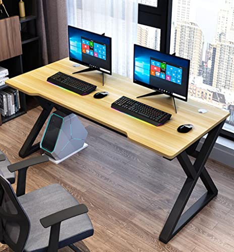 Home Desk Gaming-Schreibtisch I-förmiger Computertisch, Hochleistungs-Gaming-Computertisch mit Kohlefaseroberfläche/großes Mauspad für PC, großer Computertisch, Gelb-L 120 cm von BOKNI