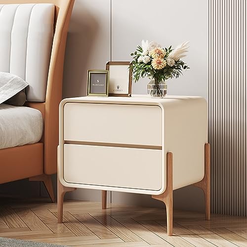 Moderner modischer Nachttisch für Schlafzimmer, Nachttisch mit 2 Schubladen, Design mit hohem Fuß, stabile Tragfähigkeit (Farbe: Beige, Größe: 45 x 40 x 50 cm) von BOKNI