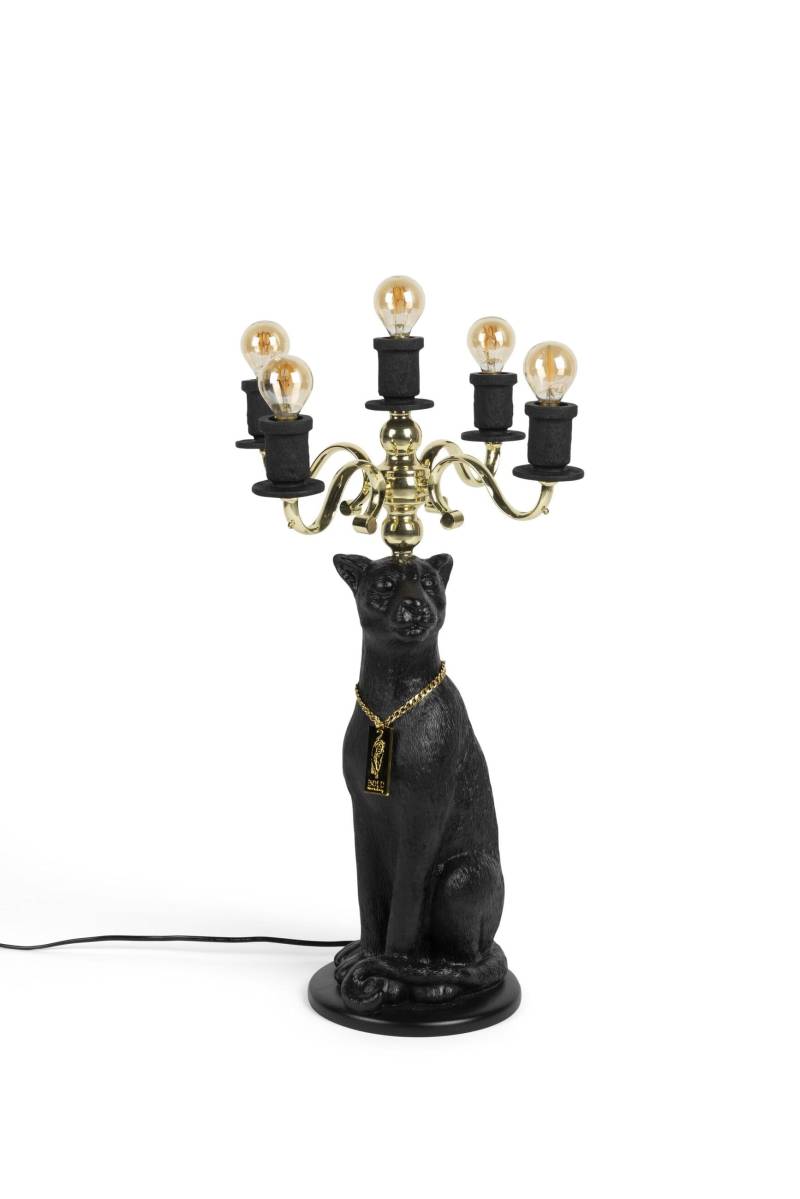 Bold Monkey Stehlampe Gekrönter Panther | Schwarz & Gold von BOLD Monkey