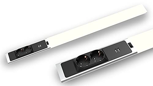 BOLD LED Küchen-Unterbauleuchte (Unterschrank-Leuchte) mit 2 Steckdosen und 2 USB-A Anschlüsse (1500 Lumen | 18 W | 4000k Neutralweiß | IP20 | 80 cm Länge), Silber von BOLD