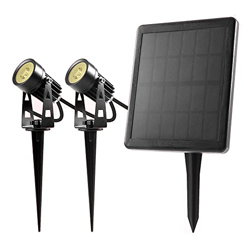 BOLD LED-Spots-Strahler Solarleuchten für Außen/Garten - 2er Pack (warmweiß | Wechselbarer Li-Ion Akku | Erdspieße aus Metall | Wasserdicht IP65 | 2x 70 Lumen | bis zu 12 Std. Laufzeit) 19202 von BOLD