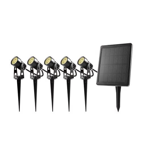 BOLD LED-Spots-Strahler Solarleuchten für Außen/Garten - 5er Pack (warmweiß | Wechselbarer Li-Ion Akku | Erdspieße aus Metall | Wasserdicht IP65 | 5x 70 Lumen | bis zu 9 Std. Laufzeit) 19226 von BOLD