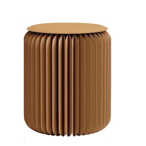 Faltbarer Papierhocker, 2-in-1 runder Fußhocker Modernes Design Beistelltisch, Tragbarer Klapppapierhocker Kraftpapier Multifunktionspapierstuhl für Schule Wohnzimmer Wohnmöbel Dekoration (Braun) von BOLGTO