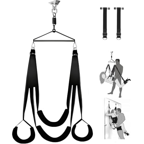 Erotische Liebesschaukel für Erwachsene, 360° drehbare Decken- und Türschaukel 2 in 1, BDSM Bondage Set mit hochwertigem lackiertem Gestell und breiter, gepolsterter Sitzfläche für Paare Erotische Liebesschaukel für Erwachsene, 360° drehbare Decken- und Türschaukel 2 in 1, BDSM Bondage Set mit hochwertigem lackiertem Gestell und breiter, gepolsterter Sitzfläche für Paare von BOLIHOMES