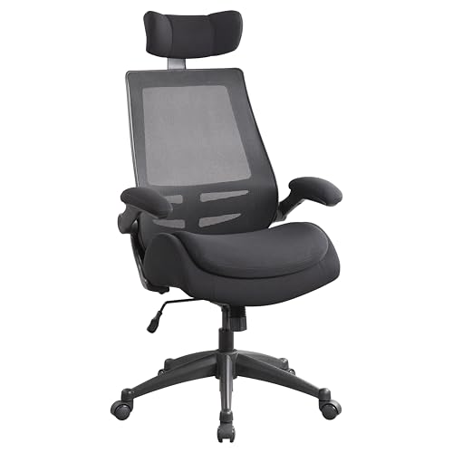 BOLISS Ergonomischer Bürostuhl mit hoher Rückenlehne, 180 kg, verstellbare Kopfstütze mit hochklappbaren Armen, Neigungsfunktion, Lendenwirbelstütze und drehbarer Computer-Arbeitsstuhl, Schwarz von BOLISS