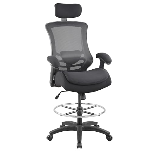 BOLISS Ergonomischer Computer-Bürostuhl mit hoher Rückenlehne, 180 kg, mit superweichen, verstellbaren Armen, geformter Schaumstoff, Doppelsitzkissen, Lendenwirbelstütze, großer Fußring, Schwarz von BOLISS