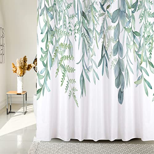 BOLIYVAN Grüner Eukalyptus Duschvorhang für Badezimmer, Pflanzenblatt Duschvorhang für botanische Heimdekoration, wasserdichter Stoff für Duschvorhang Liner, 275 cm - 180 cm von BOLIYVAN