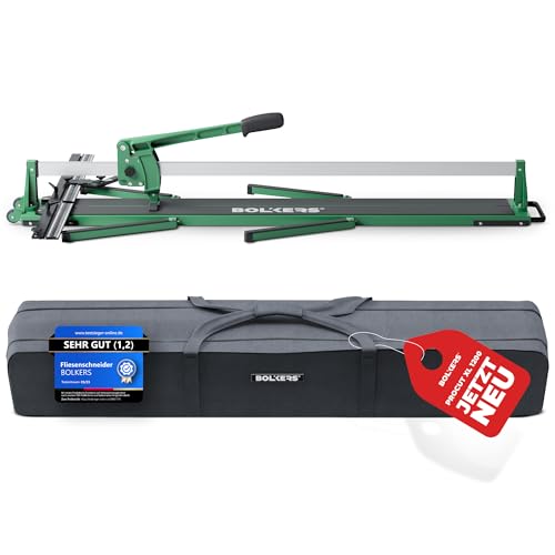 BOLKERS® ProCut XL 1200 Fliesenschneider - Fliesenschneider 1200mm Schnittlänge - präzise Schnitte dank Wolframcarbid-Schneidrad mit Kugellager - Flisenschneidmaschine mit magnetischem Brechstempel von BOLKERS