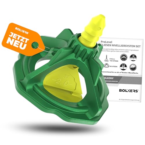 BOLKERS® ProLevel 2mm Fliesen Nivelliersystem – 150 Gewindelaschen & 50 Zughauben – gleichmäßiges Fugenbild für Wand- & Bodenfliesen – Verlegehilfe für präzise Fliesenverlegung von BOLKERS
