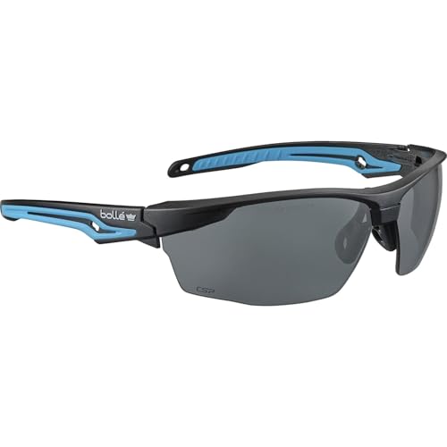 Bolle Sicherheitsbrille Tyron - Werkstatbrille mit Augenschutz nach EN166 und Rauchglas Sichtscheibe, schwarz/blau von Bollé