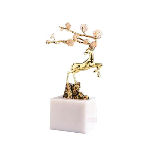 BOLNEY Zinklegierung Wohnzimmer Ornament, Pflaumenblüte Hirsch, kreative Moderne Desktop-Dekorationen Gold von BOLNEY