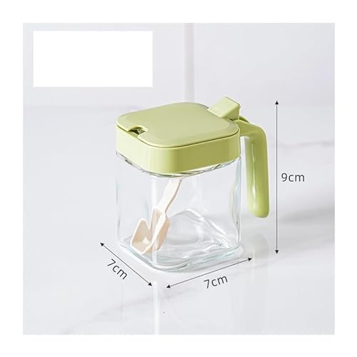 Praktisches Vorratsglas zur Positionierung in der Glas-Gewürzbox, Haushaltsküche, Gewürzglas Mit Löffel, Gewürzflasche, Quantitative Gewürzflasche (Size : Groen) von BOLNEY