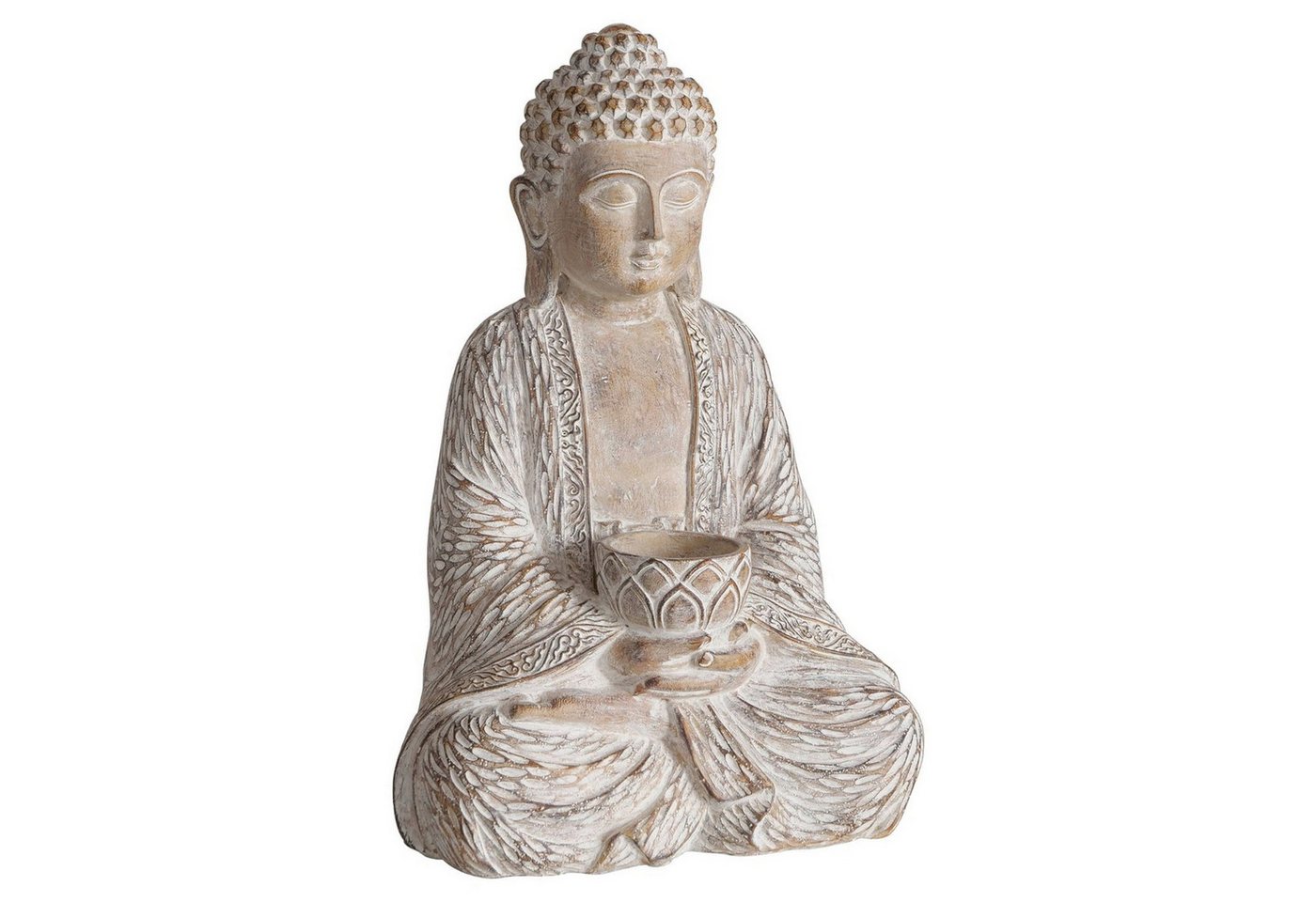 BOLTZE GRUPPE GmbH Buddhafigur NEHMET, Beige, Kunstharz, H 30 cm, Sitzend, (1 St) von BOLTZE GRUPPE GmbH