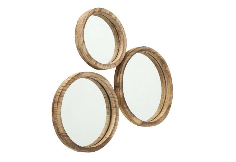 BOLTZE GRUPPE GmbH Dekospiegel Spiegel Jones Wandspielgel rund Holzoptik Blauglockenbaum 3er Set von BOLTZE GRUPPE GmbH