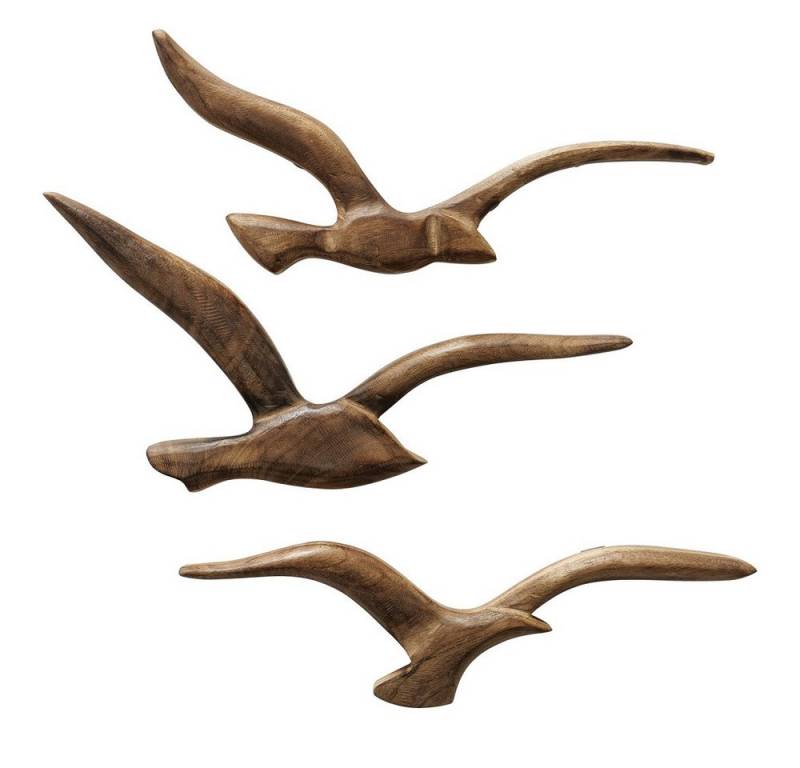 BOLTZE GRUPPE GmbH Hängedekoration Wandobjekt Möwe Holz L 37cm B 15cm H cm braun 3-teilig von BOLTZE GRUPPE GmbH