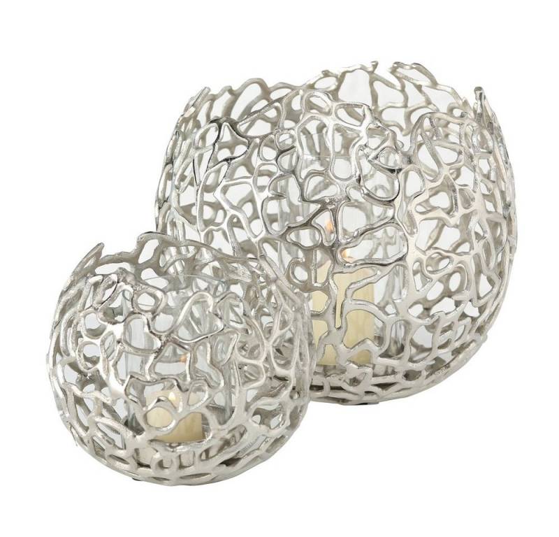 BOLTZE GRUPPE GmbH Windlicht Windlicht Fidan Aluminium H 17/25 cm silber 2er-Set von BOLTZE GRUPPE GmbH