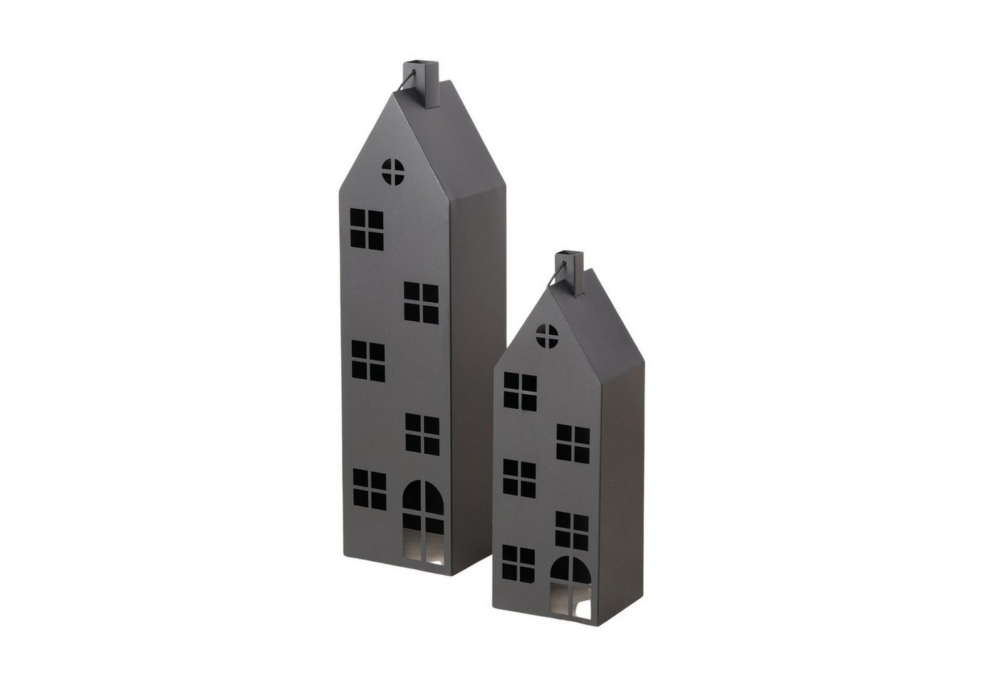 BOLTZE GRUPPE GmbH Kerzenlaterne BOLTZE Alba Laterne Haus schwarz 66-96cm 2tlg (2er Set) von BOLTZE GRUPPE GmbH