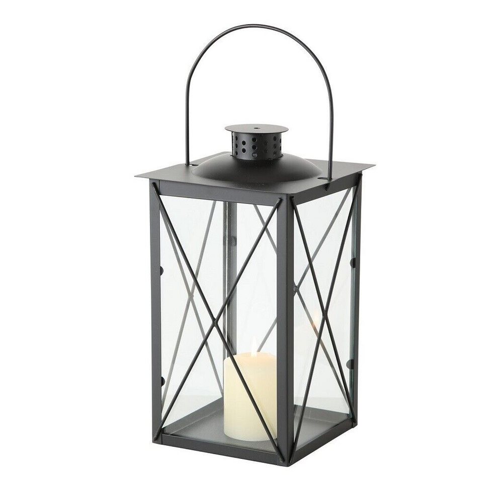 BOLTZE GRUPPE GmbH Kerzenlaterne Laterne mit Glaseinsatz Windlicht schwarz Stalllaterne H 30 cm von BOLTZE GRUPPE GmbH