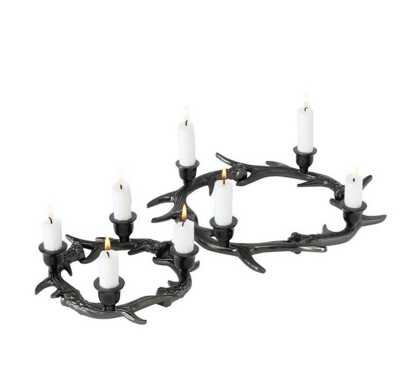 BOLTZE GRUPPE GmbH Kerzenleuchter Kerzenleuchter Leogang Aluminium schwarz Ø 22/33 cm 2er Set von BOLTZE GRUPPE GmbH