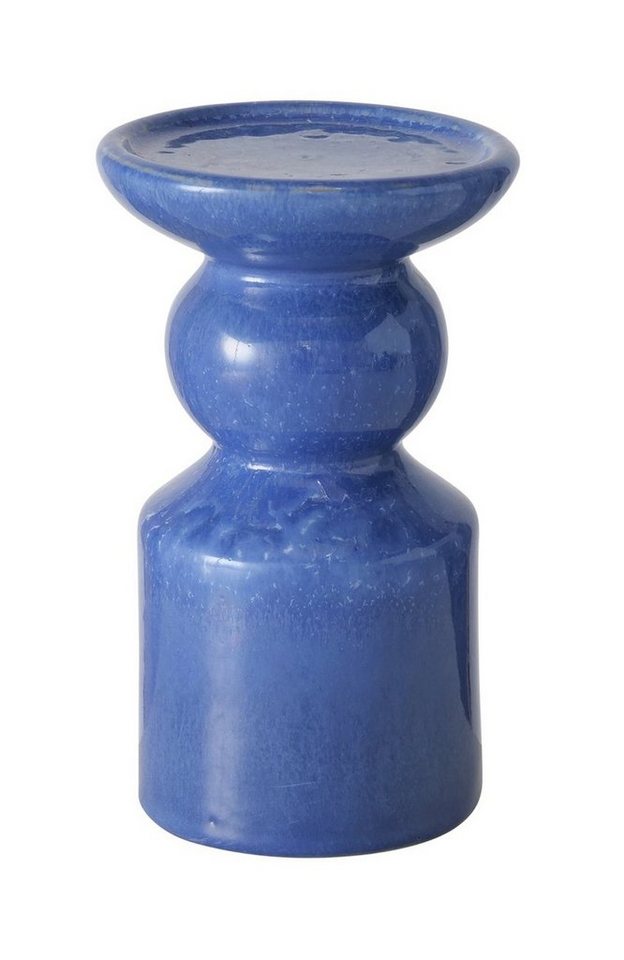 BOLTZE GRUPPE GmbH Kerzenleuchter PERUYA, H 16 cm, Blau, Steingut, für Stabkerzen, (1 St), mit Reaktivglasur von BOLTZE GRUPPE GmbH