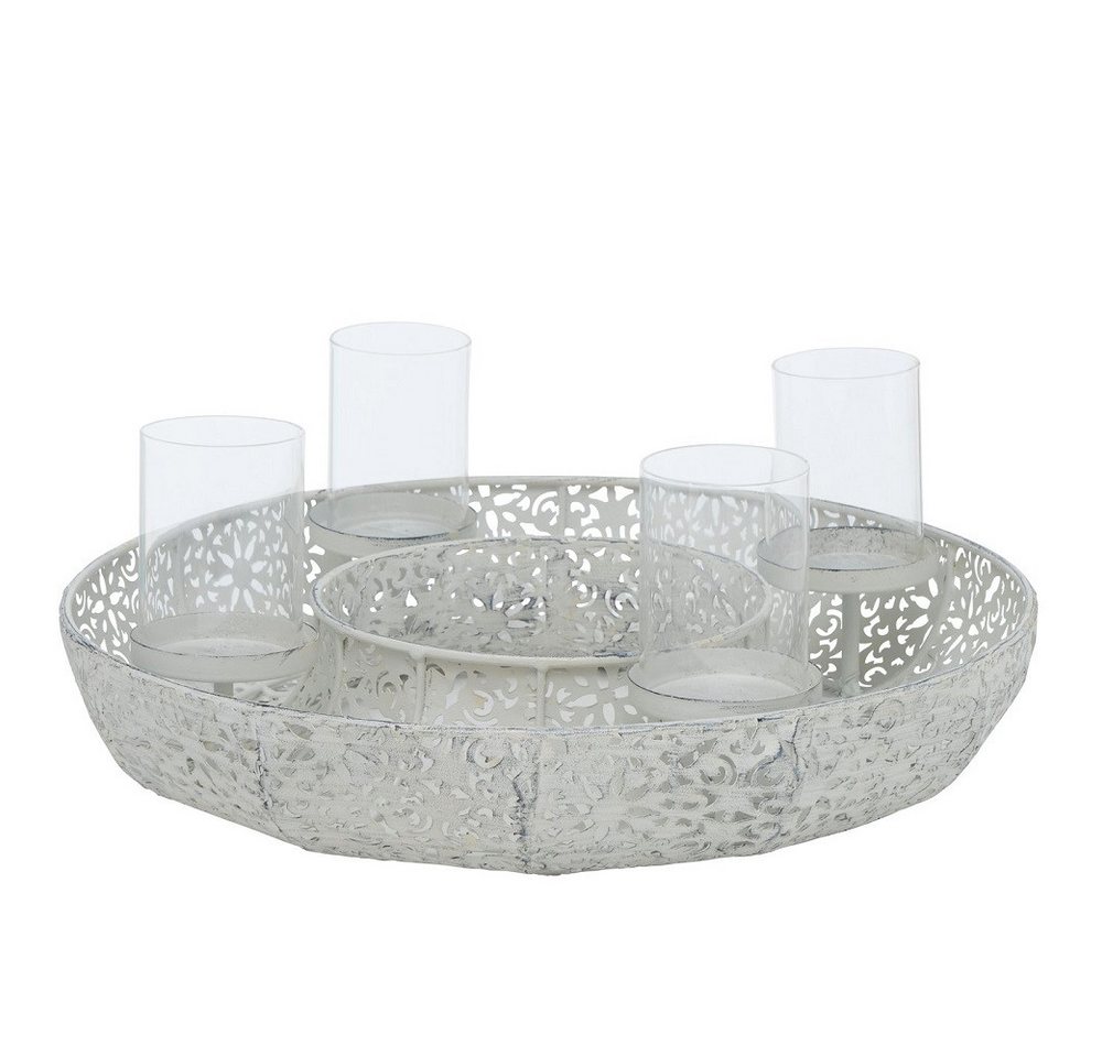 BOLTZE GRUPPE GmbH Kerzentablett Schale Lilli Windlichthalter Eisen grau Shabby Chic 5 tlg von BOLTZE GRUPPE GmbH