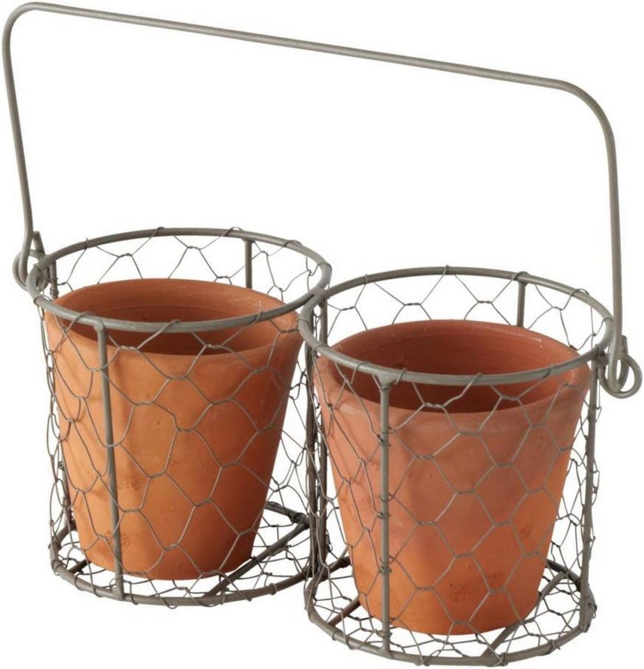 BOLTZE GRUPPE GmbH Pflanzkübel 2er-Set Terrakotta Töpfe im Metallkorb Pflanz Töpfe 12cm (2 St) von BOLTZE GRUPPE GmbH